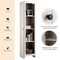 Costway Linen Tower Bathroom Storage Cabinet Tall Slim Side Organizer w/ Shelf White\ Black\Walnut
